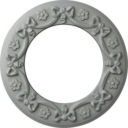 EKENA MILLWORK Ribbon with Bow Ceiling Medallion (Fits Canopies up to 7 1/2"), 12 1/4"OD x 7 1/2"ID x 7/8"P CM12RI